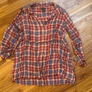 Motherhood Plaid Shirt in Red and White
